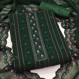 SAINOOR Floral Embroidered Silk Georgette Semi-Stitched Dress Material-image-60