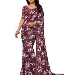Moda Rapido Floral Beads and Stones Poly Georgette Designer Saree-image-66