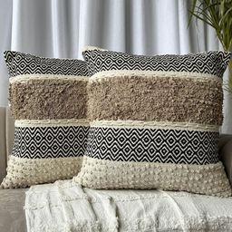 EXPORT HOUSE Brown & Black Set of 2 Square Cushion Covers-25