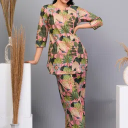 Kaftanize Abstract Printed Pure Cotton Tunic With Trousers-14