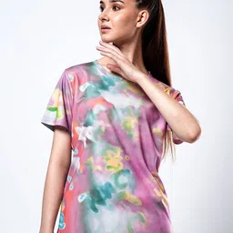 UMILDO Women Dyed Round Neck T-shirt-image-41