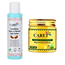 CARET ORGANIC Set Of 2 Aloevera Gel-100g & Almond Body Lotion-100ml-43