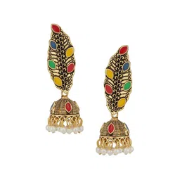 Anouk Leaf Shaped Jhumkas Earrings image 2