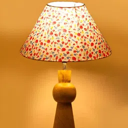 Devansh White Wood Traditional Abstract Shaped Table Lamp image 2