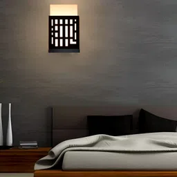 Gojeeva Black Wooden Square Shaped Wall Lamp-image-58