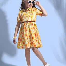Hola Bonita Girls Floral Printed Fit & Flare Dress-image-72