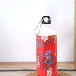 PENTADECO Red & White Single Aluminium Printed Single Wall Vacuum Water Bottle-16