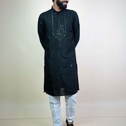 KUNDALI KAKSHAY Ethnic Motifs Embroidered Mandarin Collar Sequnnied Straight Kurta-image-74
