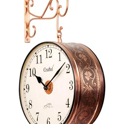 CRAFTEL Gold-Toned Textured Analogue Round Antique Contemporary Wall Clock-22