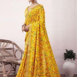 HERE&NOW Geometric Printed Pure Georgette Tussar Saree-picture-22