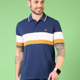 V-Mart Men Striped Polo Collar T-shirt-image-88