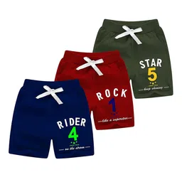x2o Boys Pack Of 3 Alphanumeric Print Cotton Shorts-image-40