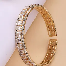 Bohey by KARATCART Women Cubic Zirconia Gold-Plated Cuff Bracelet-15