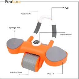 okasta Automatic Rebound Ab Abdominal Exercise Roller with Elbow Support and Timer Ab Exerciser image 2