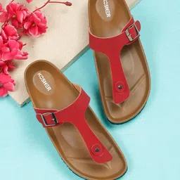 Kosher Women Colourblocked Open Toe Flats with Bows-10