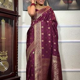 all about you Ethnic Motifs Woven Design Zari Saree-picture-6