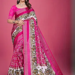 VS MALL Pink Art Silk Sarees-image-34