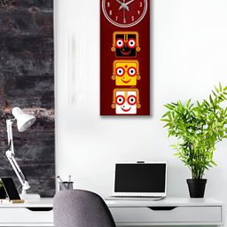 OLIVE TREE Maroon & Yellow Ethnic Motifs Printed Traditional Wooden Analogue Wall Clock-picture-24