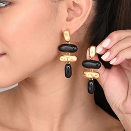 Reenisaa Gold Plated Contemporary Shape Drop Earrings image 4