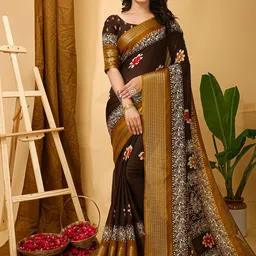 HI FI NX Floral Zari Silk Cotton Banarasi Saree-image-75