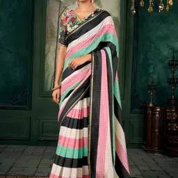 A.G.M.G FASHION Floral Silk Cotton Fusion Saree-image-75