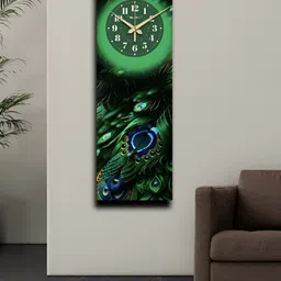 OLIVE TREE Green & Black Printed Wooden Analogue Traditional Wall Clock-48