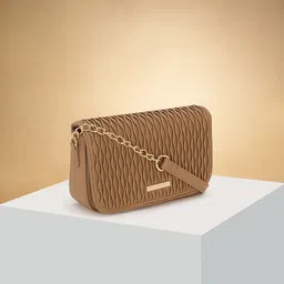 Forever Glam by Pantaloons Colourblocked PU Structured Sling Bag with Cut Work-image-96