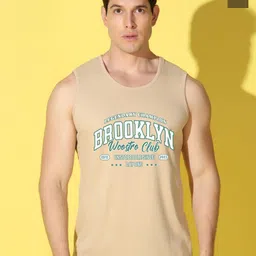 WOOSTRO Pack Of 2 Printed Super Combed Cotton Gym Vests VWS26(BKLN RUST)(PLAIN OLIVE)-image-100