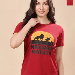 Louis Bayrad Women Pack of 2 Dry Fit Typography Printed Round Neck Cotton T-shirts-image-38