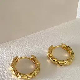 Krelin Gold-Plated Contemporary Shaped Textured Hoop Earrings-36