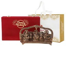 INTERNATIONAL GIFT Brass Ganesh Idol With Red Velvet Box-image-124
