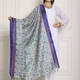 LOOM LEGACY Floral Printed Jaipuri Dupatta image 4
