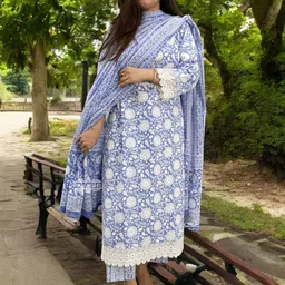 KALINI Women Floral Printed Regular Kurta with Palazzos & With Dupatta-6