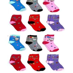 Akeeta Kids Pack Of 12 Patterned Calf Length Cotton Socks-picture-17