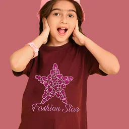 NUSYL Girls Graphic Printed Round Neck Cotton Oversized T-shirt-picture-7