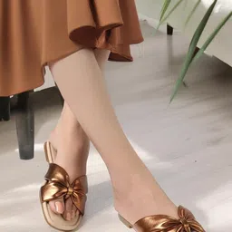 CORSICA Women Golden Synthetic Slip On Open Toe Flats With TPR Sole-picture-16