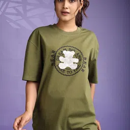 GIBBONTE Women Graphic Printed Round Neck Cotton Relaxed Fit T-shirt-picture-24