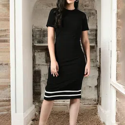 CORSICA Women Solid Bodycon Knee Length Dress-image-15