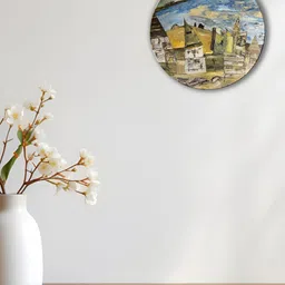THE QUIRKY HOME Green & Brown A Dreamlike Scene Printed Ceramic Wall Plates-image-4
