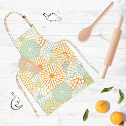 ArtzFolio White & Green Printed Cotton Aprons-13