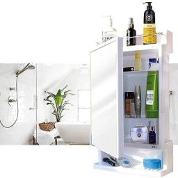 Strong and Heavy Rich Look Storage Cabinet with Mirror- (Cream Color)Ivory- Polypropylene Wall Shelf-image-37