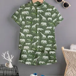 YK Boys Printed Shirt with Shorts-21