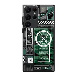 QRIOH Green Camo Circuit Printed Samsung Galaxy S22 Ultra Back Case-43