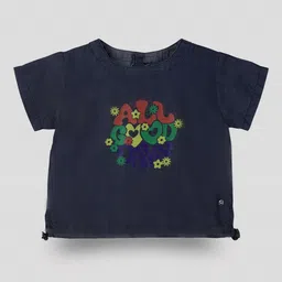 Gini and Jony Girls Printed Cotton Denim Crop Top-image-18
