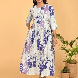 GOLDSTROMS Women Maternity Floral Print Fit & Flare Dress-image-23