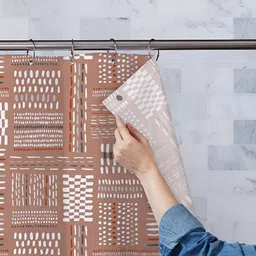 ArtzFolio Brown & White Printed Waterproof Shower Curtain-15