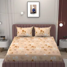 Bromwick Orange & Orange Printed 250 TC Microfiber Queen Bedsheet Set 2.54 m x 2.28 m-16