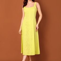all about you Floral Self Design Square Neck Pure Cotton Maxi Dress-picture-42