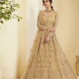 LADY SHOPI Embroidered Thread Work Semi-Stitched Lehenga & Choli With Dupatta-image-52