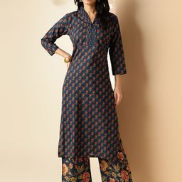 Vbuyz Women Floral Printed Regular Pure Cotton Kurta with Palazzos-28